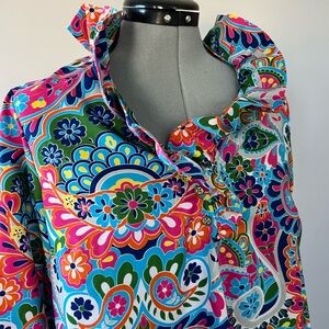 Buckhead Bettie Ruffled Patterned Tunic